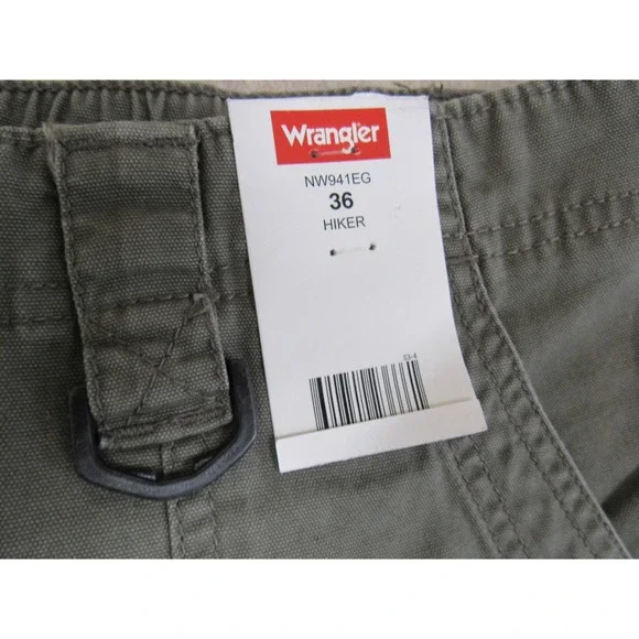Wrangler Hiker Mens Cargo Shorts Olive Green NW941EG Size 36 New with Tags - Picture 4 of 7